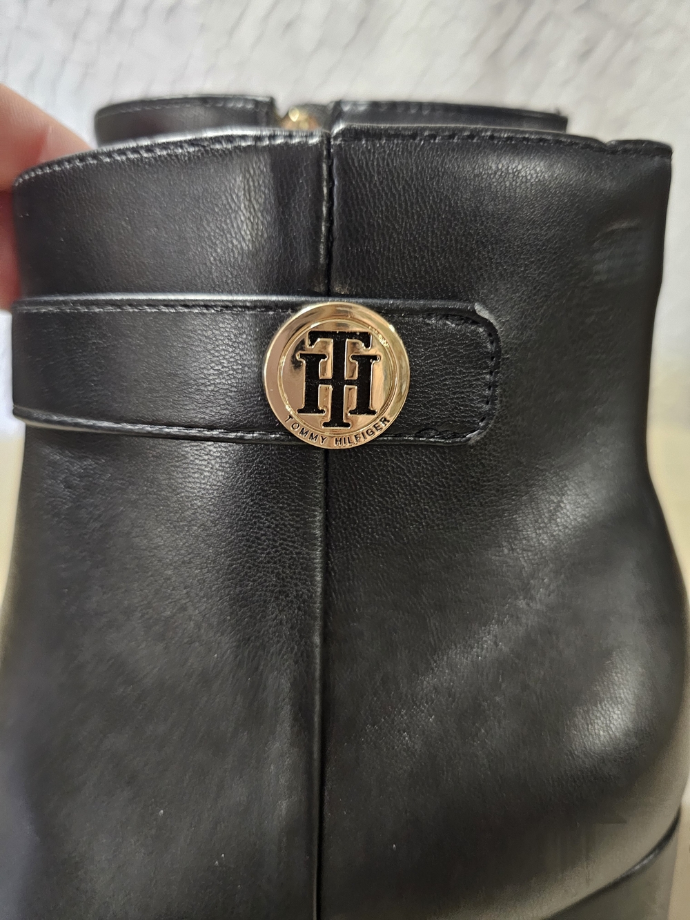 Tommy Hilfiger Black Pointed Toe Ankle Booties with Strap - Picture 3 of 4